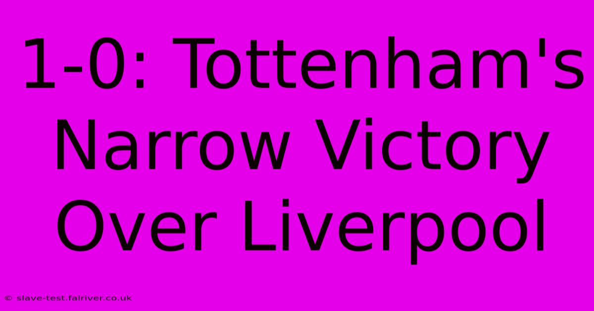 1-0: Tottenham's Narrow Victory Over Liverpool