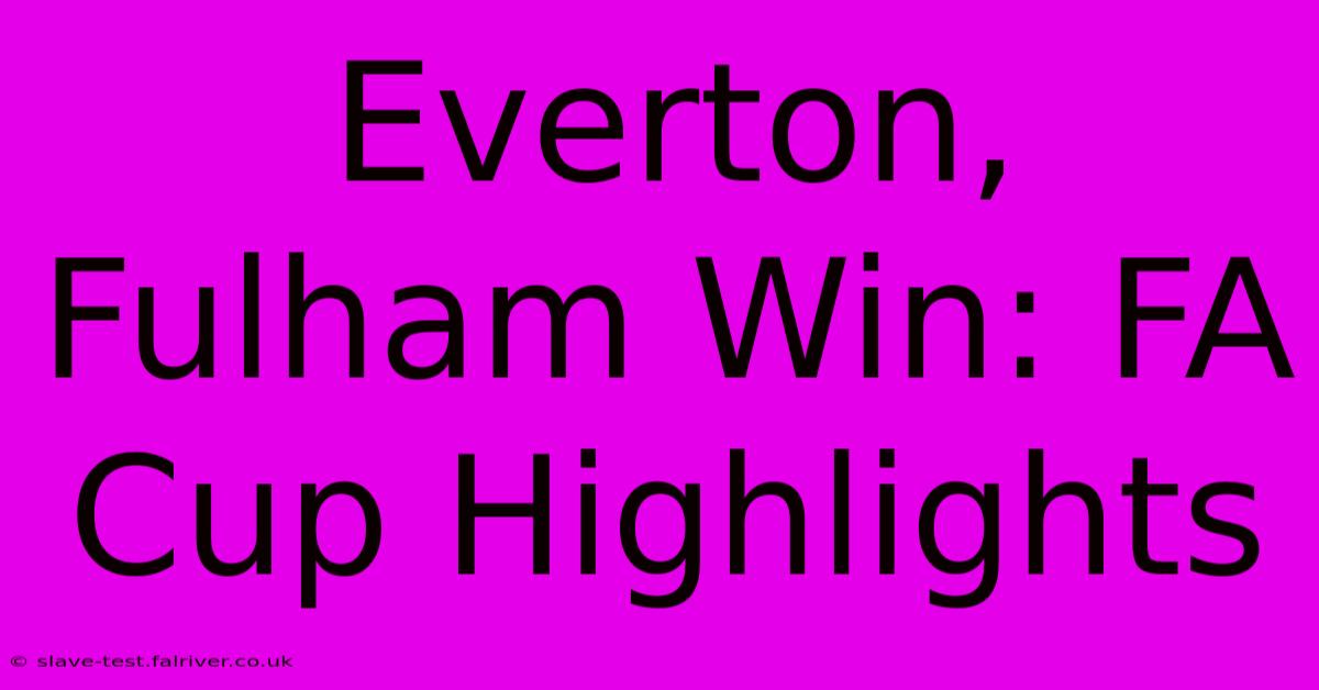 Everton, Fulham Win: FA Cup Highlights