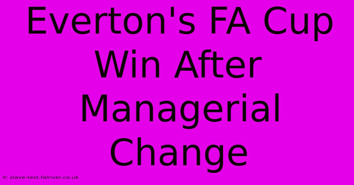 Everton's FA Cup Win After Managerial Change