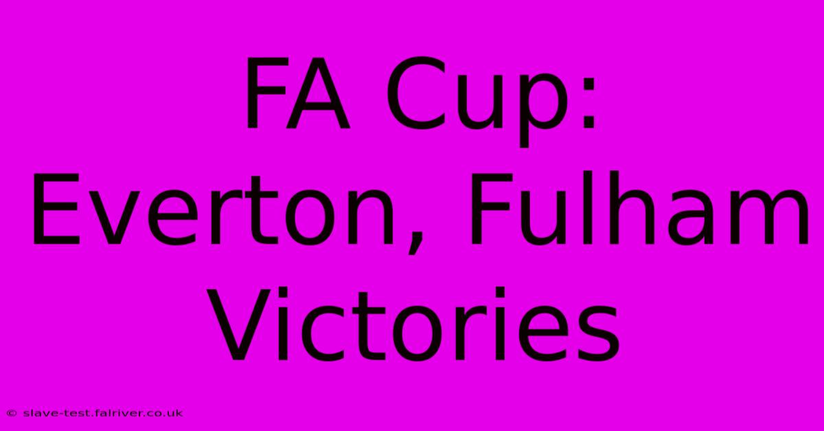 FA Cup: Everton, Fulham Victories