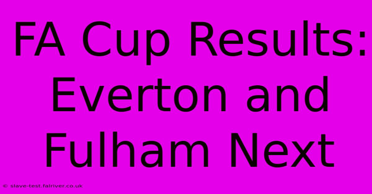 FA Cup Results: Everton And Fulham Next