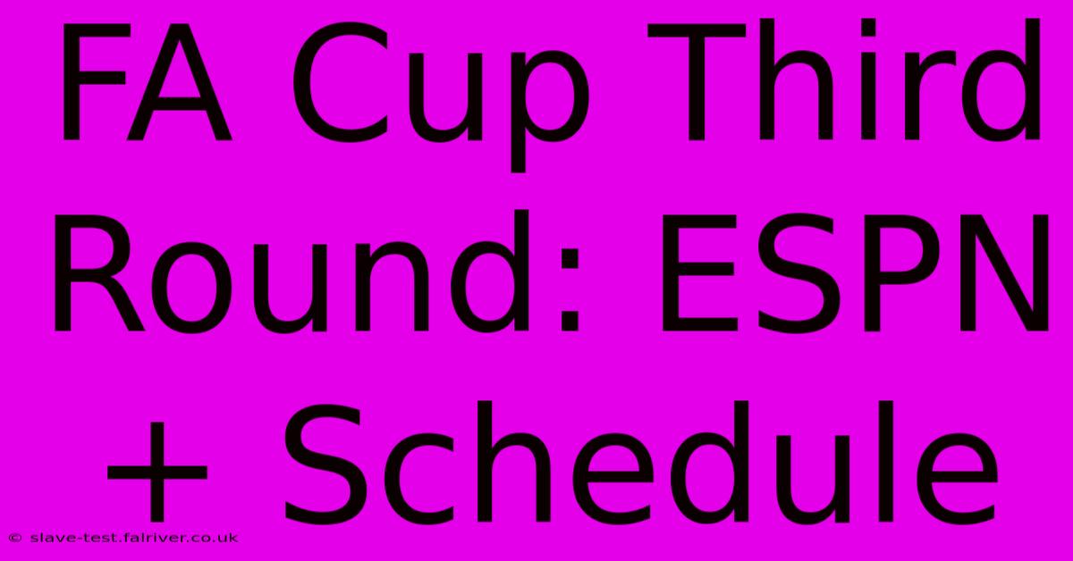 FA Cup Third Round: ESPN+ Schedule