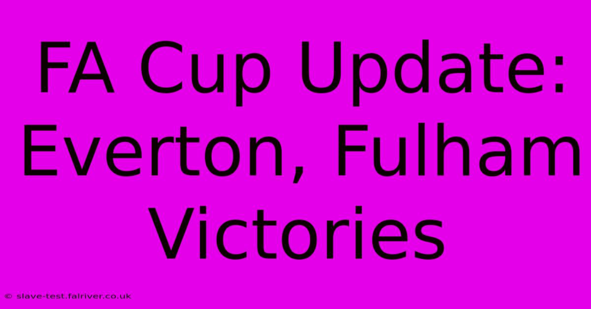 FA Cup Update: Everton, Fulham Victories