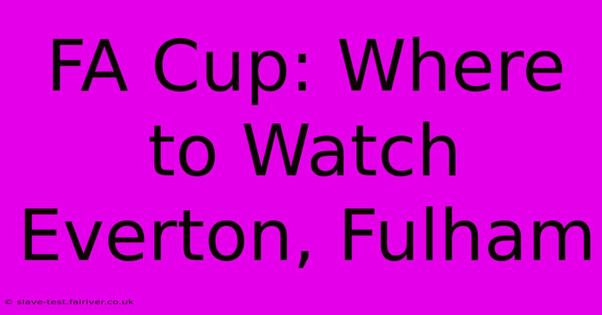 FA Cup: Where To Watch Everton, Fulham