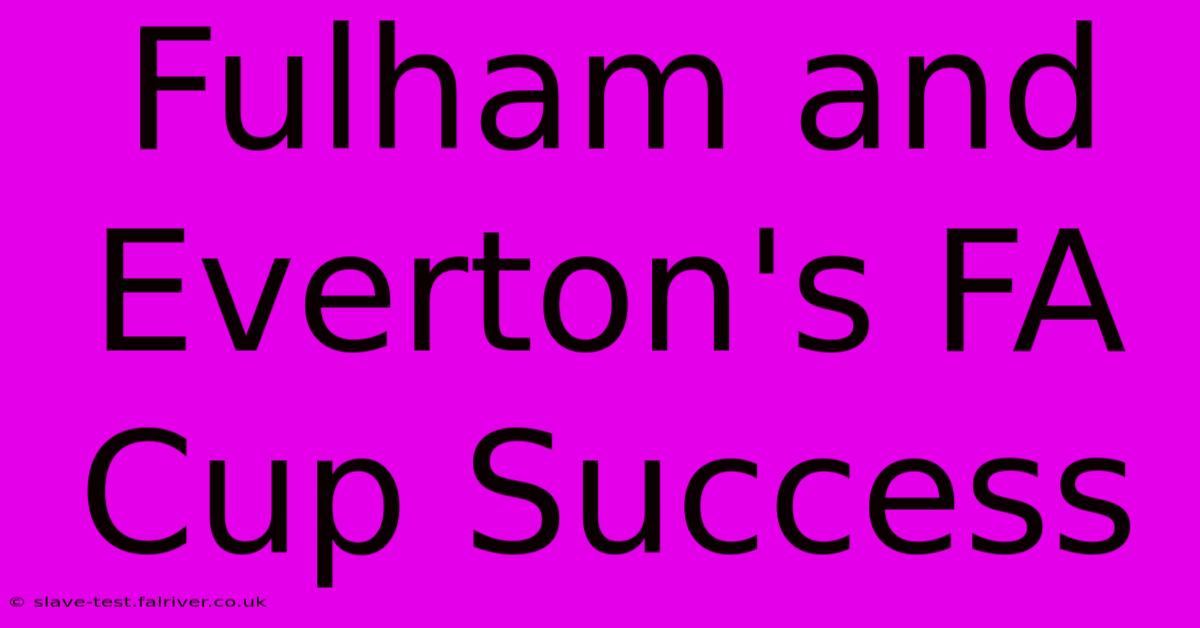 Fulham And Everton's FA Cup Success