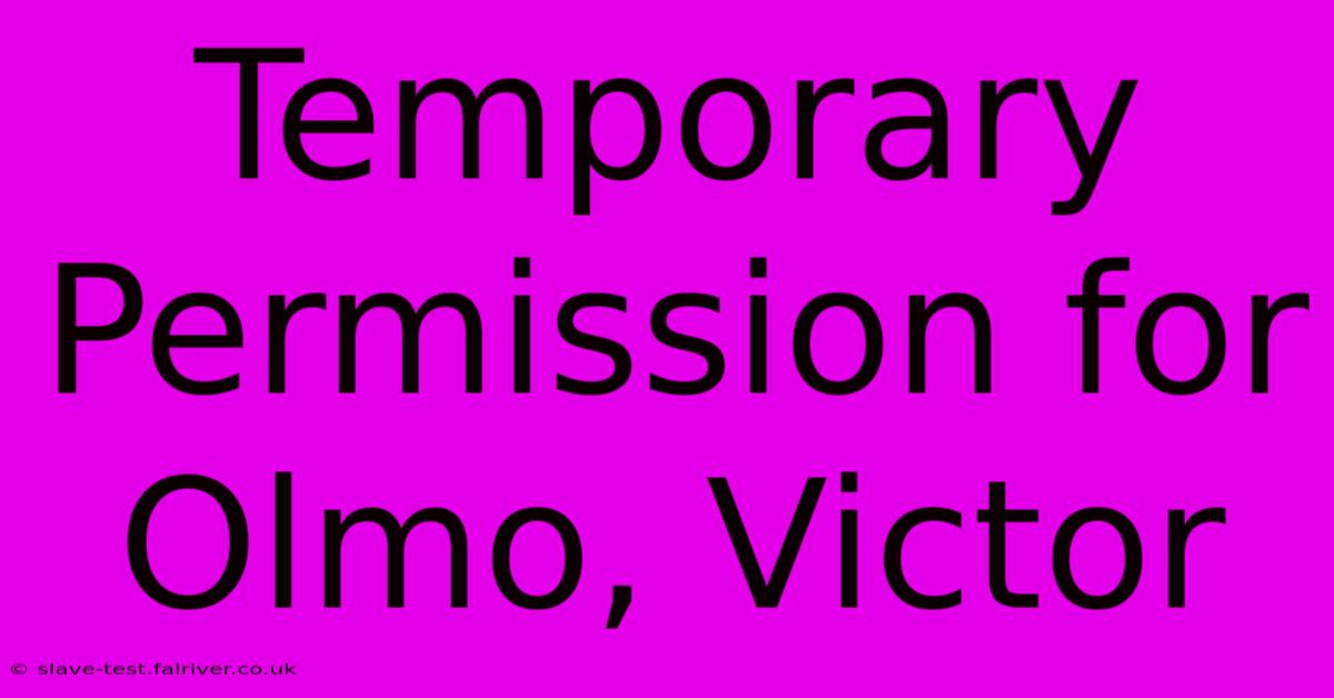 Temporary Permission For Olmo, Victor