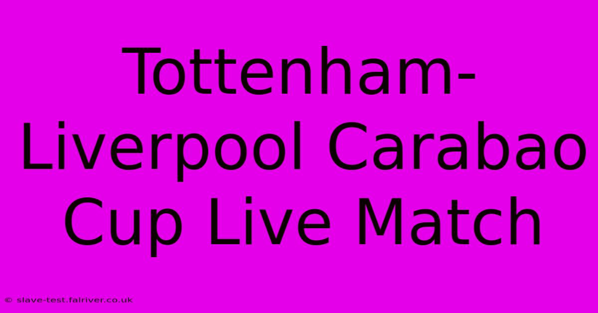 Tottenham-Liverpool Carabao Cup Live Match