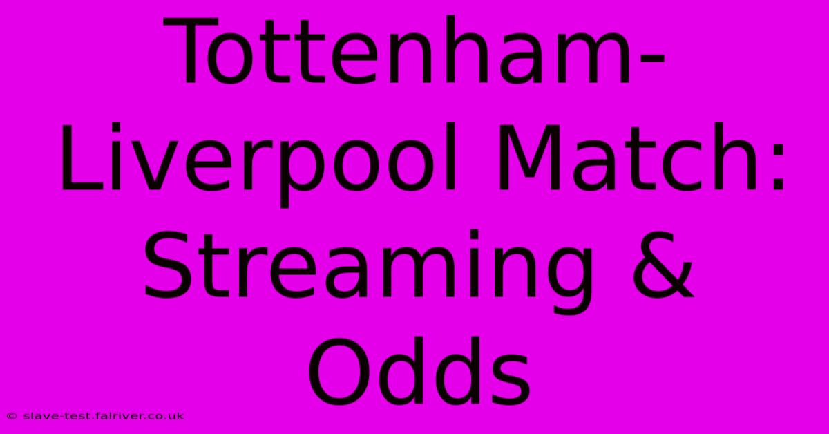 Tottenham-Liverpool Match: Streaming & Odds